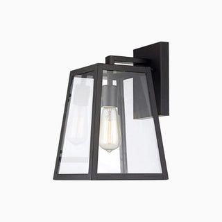 Black Glass Outdoor Wall Lamp, 13”