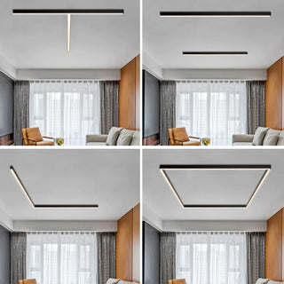 Blair Modern LED Linear Black Metal Flush Mount Ceiling Light