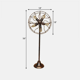 Brown Fan Design Floor Lamp, Metal, 56"