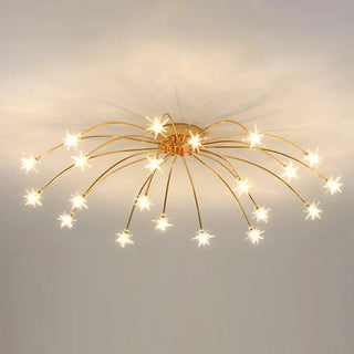 Art Deco Starry Metal/Glass Flush Mount Ceiling Light, Black/Gold/Chrome