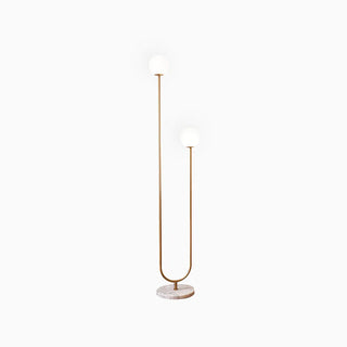 U-Shape Floor Lamp, Brass & Glass, L 165CM