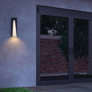 Modern Rectangular Metal Outdoor Wall Lamp, Black/White