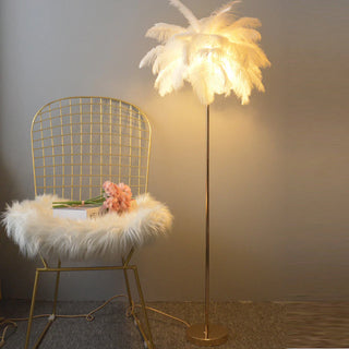 Feather Floor Lamp, Ostrich Feather & Metal