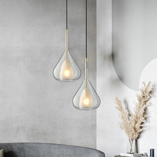 Simple Water Drop Glass Pendant Lamp, 3 Colors, Kitchen Island/Bedside