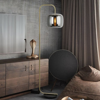 Smoke Gray Floor Lamp, Metal & Glass, L 160CM