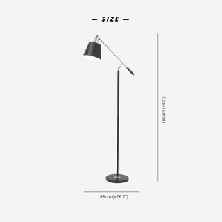 Blair Balance Arm Black Floor Lamp, Metal, 63''