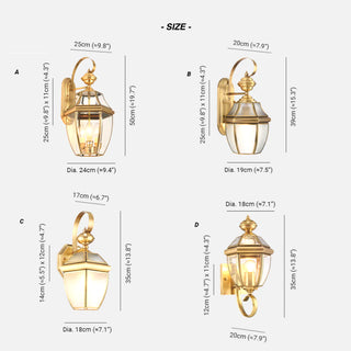 Lantern Outdoor Wall Lamp, Brass, 4 Shape