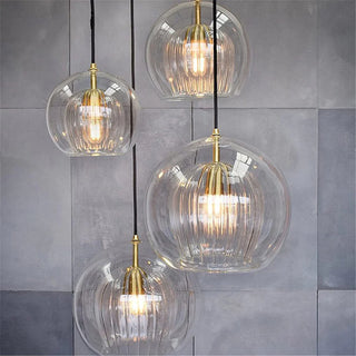 Flowing Gold Glass Globe Pendant Light Clear/Amber Bedroom