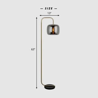 Smoke Gray Floor Lamp, Metal & Glass, L 160CM