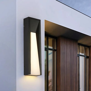 Modern Rectangular Metal Outdoor Wall Lamp, Black/White