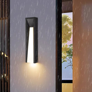 Modern Rectangular Metal Outdoor Wall Lamp, Black/White