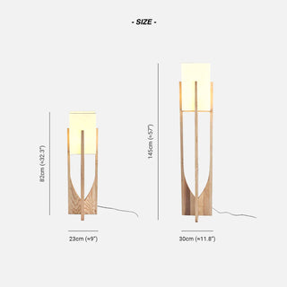 Natural Rectangular Floor Lamp ,  Wood/Fabric