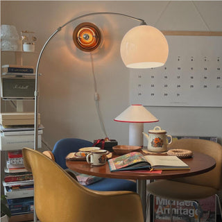 Curved Line Floor Lamp, Tall Floor Light, Modern, Orange/ White