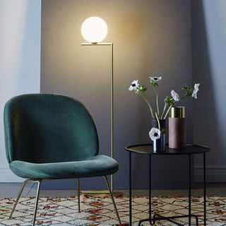 Simple Glass Ball Metal Pole Floor Lamp, Living Room