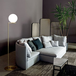 Simple Glass Ball Metal Pole Floor Lamp, Living Room