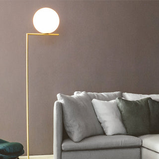 Simple Glass Ball Metal Pole Floor Lamp, Living Room