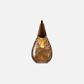 Vintage Teardrop Pendant Light, Glass/Wood