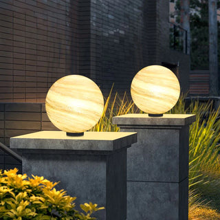 Moon Pier-Mount Solar Outdoor Pillar Light, DIA 25/30/41CM