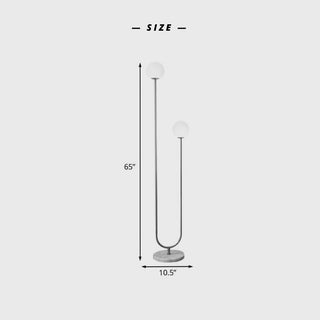 U-Shape Floor Lamp, Brass & Glass, L 165CM