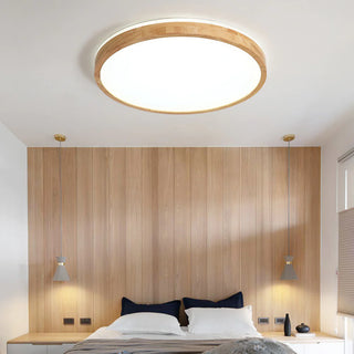 Nordic Round Acrylic/Wood Flush Mount Ceiling Light, Wood,3 Style