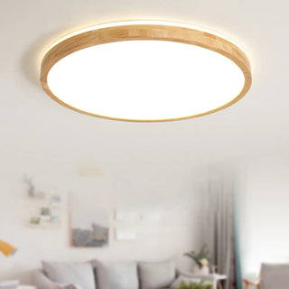 Nordic Round Acrylic/Wood Flush Mount Ceiling Light, Wood,3 Style