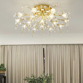 LINA Art Deco Elegant Flower Flush Mount Ceiling Lights, Gold