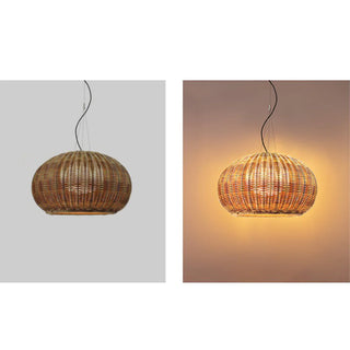 Ursula Retro Lantern Gold Pendant Light, Bamboo/Acrylic