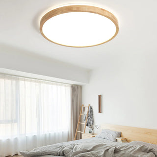 Nordic Round Acrylic/Wood Flush Mount Ceiling Light, Wood,3 Style