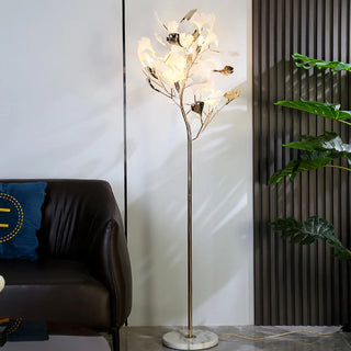 Leslie Artistic Floor Lamp, Ceramic/Metal, White/Gold, Study & Bedroom