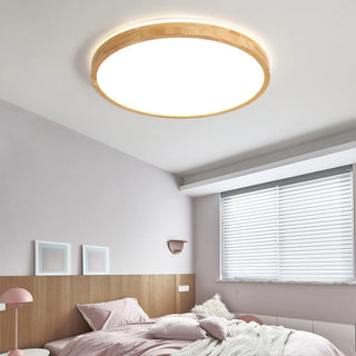 Nordic Round Acrylic/Wood Flush Mount Ceiling Light, Wood,3 Style