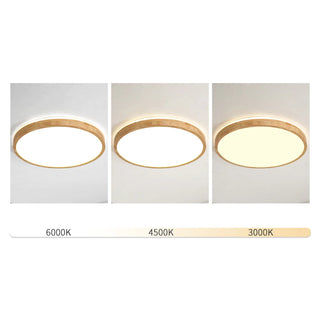 Nordic Round Acrylic/Wood Flush Mount Ceiling Light, Wood,3 Style