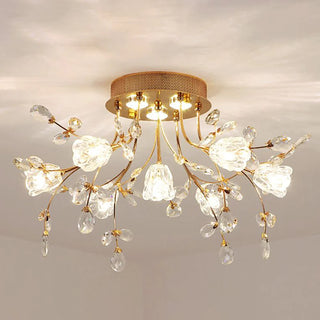 LINA Art Deco Elegant Flower Flush Mount Ceiling Lights, Gold