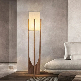 Natural Rectangular Floor Lamp ,  Wood/Fabric