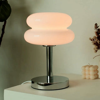 Nordic Round Metal/Glass Table Lamp, White/Beige/Pink