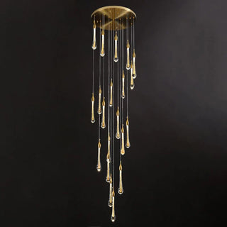 Plumière Temple Teardrop Crystal Chandelier, Gold