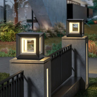 Black Solar Pier-Mount Outdoor Pillar Light, L 25/30/41CM