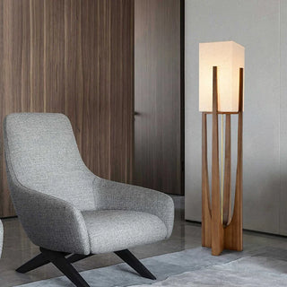 Natural Rectangular Floor Lamp ,  Wood/Fabric