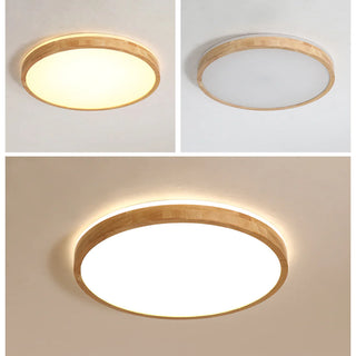 Nordic Round Acrylic/Wood Flush Mount Ceiling Light, Wood,3 Style