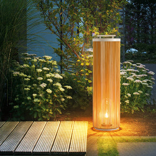 Retro Metal/Rattan Floor Lamp, Hardwired/Solar/LED, Outdoor