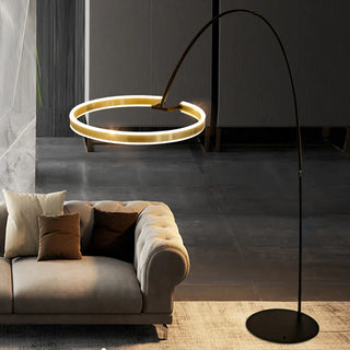 Blair Ring Metal/Silicone Floor Lamp, Black/Gold