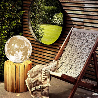 Modern Moon Resin Outdoor Lamp Post, Warm Light