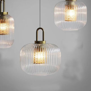 Modern U-Shaped Handle  Transparent Glass Pumpkin Pendant Light