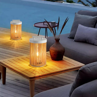 Retro Metal/Rattan Floor Lamp, Hardwired/Solar/LED, Outdoor