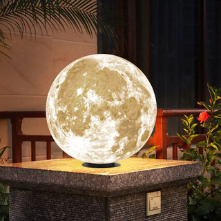 Modern Moon Resin Outdoor Lamp Post, Warm Light