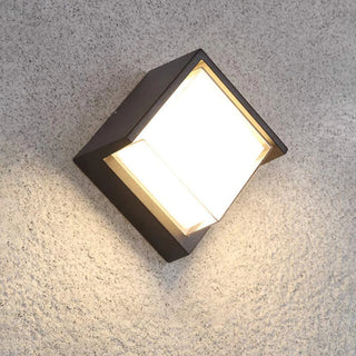 Square Metal Outdoor Wall Lamp, Black/White