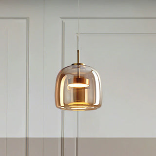 Simple Glass Pendant Light, Clear/Smoked/Amber