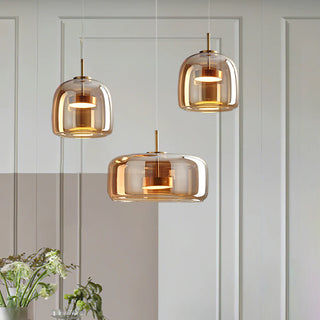 Simple Glass Pendant Light, Clear/Smoked/Amber