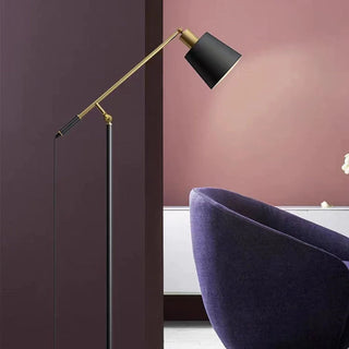 Blair Balance Arm Black Floor Lamp, Metal, 63''