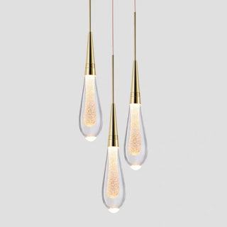 Teardrop Gold Pendant Light, Crystal & Metal, 1/3/5 Heads