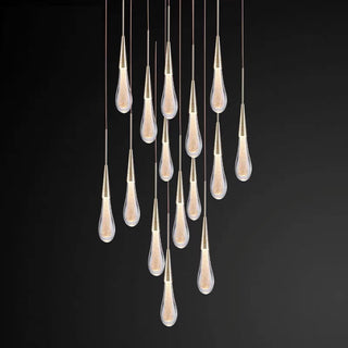 Teardrop Gold Pendant Light, Crystal & Metal, 1/3/5 Heads